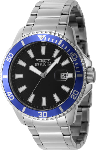 Invicta Men's 46076 Pro Diver Quartz 3 Hand Black Dial Watch - 45mm