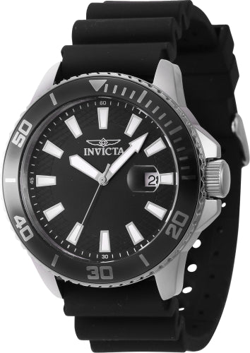 Invicta Men's 46087 Pro Diver Quartz 3 Hand Black Dial Watch - 45mm