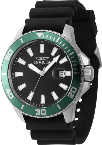 Invicta Men's 46088 Pro Diver Quartz 3 Hand Black Dial Watch - 45mm