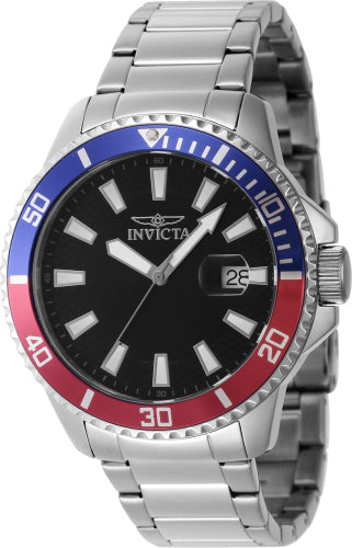 Invicta Men's 46136 Pro Diver Quartz 3 Hand Black Dial Watch - 45mm