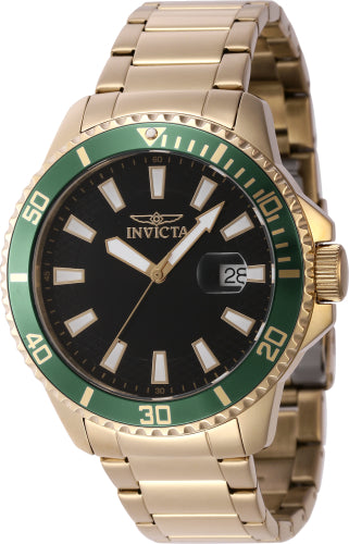 Invicta Men's 46138 Pro Diver Quartz 3 Hand Black Dial Watch - 45mm