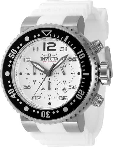 Invicta Men's 47193 Pro Diver Quartz Chronograph Silver, White Dial Watch - 52mm