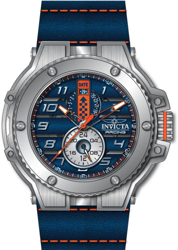 Invicta Men's 47378 Invicta Racing Quartz 3 Hand Orange, Blue Dial Watch - 59mm