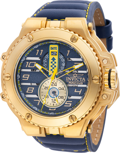 Invicta Men's 47379 Invicta Racing Quartz Multifunction Gold, Yellow, Blue Dial Watch - 59mm