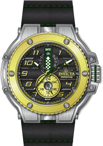 Invicta Men's 47380 Invicta Racing Quartz Multifunction Green, Gold, Black Dial Watch - 59mm