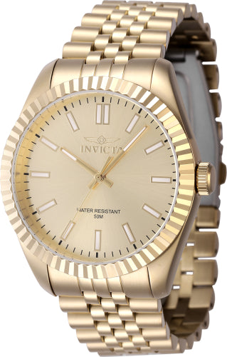 Invicta Men's 47491 Specialty Quartz 3 Hand Gold Dial Watch - 43mm