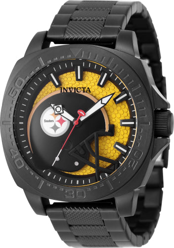 Invicta Men's 47868 NFL Pittsburgh Steelers Quartz 3 Hand Black, Yellow Dial Watch – Vach Cittoni men's fragrance, grooming, or leather accessory