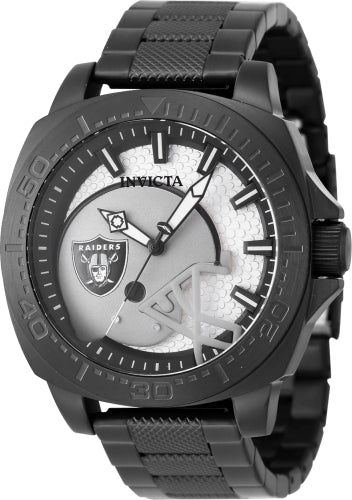 Invicta Men's 47869 NFL Las Vegas Raiders Quartz 3 Hand Black, Grey Dial Watch – Vach Cittoni men's fragrance, grooming, or leather accessory