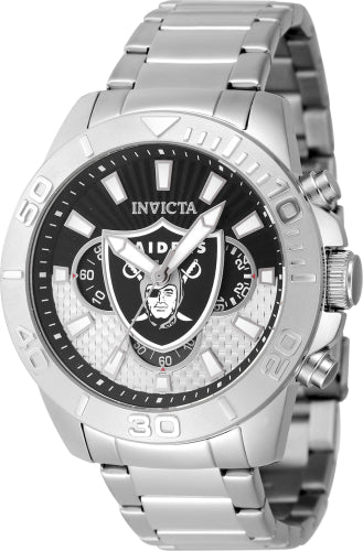 Invicta Men's 47934 NFL Las Vegas Raiders Quartz Multifunction Grey, Black Dial Watch - 45mm