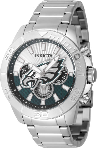 Invicta Men's 47937 NFL Philadelphia Eagles Quartz Multifunction Silver, Blue Dial Watch - 45mm