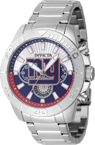 Invicta Men's 47938 NFL New York Giants Quartz Multifunction Silver, Blue Dial Watch - 45mm