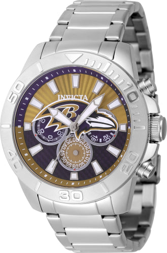 Invicta Men's 47940 NFL Baltimore Ravens Quartz Multifunction Dark Yellow, Blue Dial Watch - 45mm