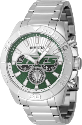 Invicta Men's 47944 NFL New York Jets Quartz Multifunction Green, Silver Dial Watch - 45mm