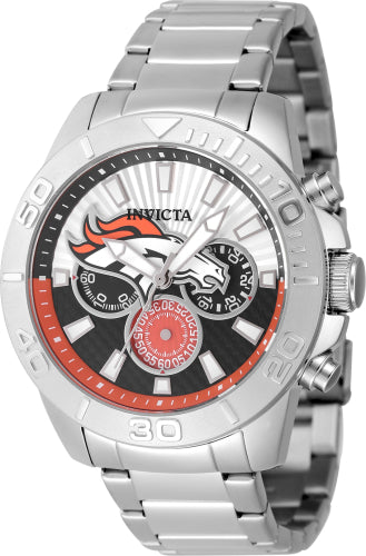 Invicta Men's 47948 NFL Denver Broncos Quartz Multifunction Silver, Blue Dial Watch - 45mm