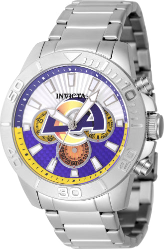 Invicta Men's 47950 NFL Los Angeles Rams Quartz Multifunction Silver, Blue Dial Watch - 45mm