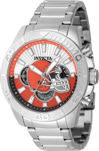 Invicta Men's 47951 NFL Cleveland Browns Quartz Multifunction Orange, Silver Dial Watch - 45mm