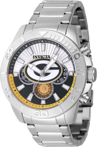 Invicta Men's 47952 NFL Green Bay Packers Quartz Multifunction Green, Silver Dial Watch - 45mm