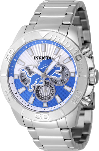 Invicta Men's 47958 NFL Detroit Lions Quartz Multifunction Silver, Blue Dial Watch - 45mm