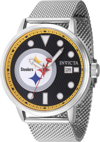 Invicta Men's 47969 NFL Pittsburgh Steelers Quartz 3 Hand Black Dial Watch - 44mm