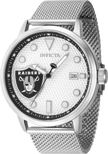 Invicta Men's 47970 NFL Las Vegas Raiders Quartz 3 Hand Silver Dial Watch - 44mm