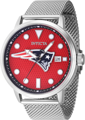 Invicta Men's 47975 NFL New England Patriots Quartz 3 Hand Red Dial Watch - 44mm