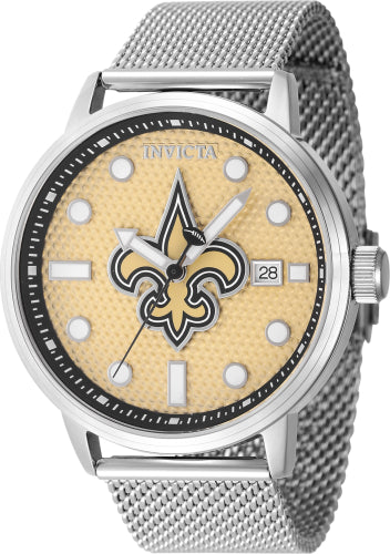 Invicta Men's 47981 NFL New Orleans Saints Quartz 3 Hand Beige Dial Watch - 44mm