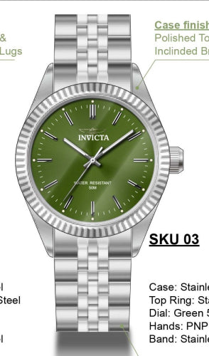 Invicta Men's 49313 Specialty Quartz 3 Hand Green Dial Watch – Vach Cittoni men's fragrance, grooming, or leather accessory