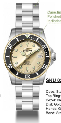 Invicta Men's 49317 Pro Diver Automatic 3 Hand Champagne Dial Watch – Vach Cittoni men's fragrance, grooming, or leather accessory