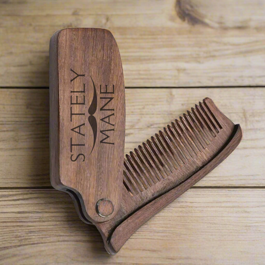 Stately Mane Sandalwood Folding Pocket Men's Beard Comb