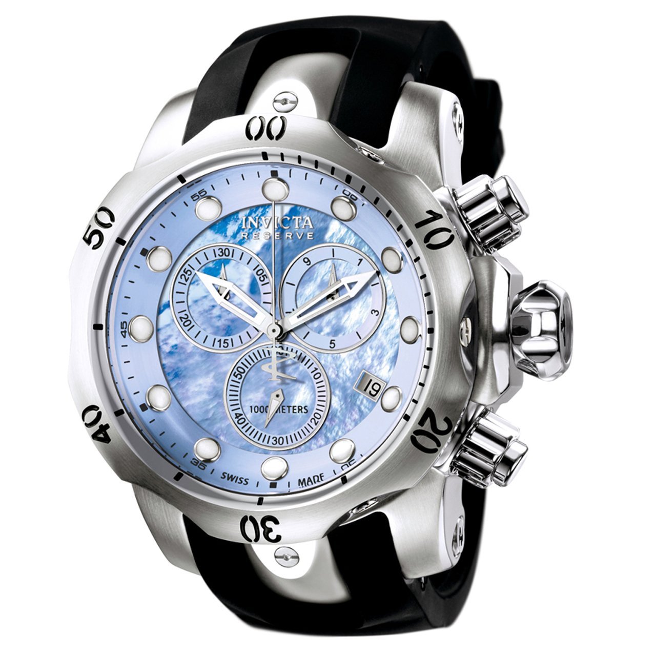 Invicta Men's 6118 Reserve Quartz Chronograph Platinum, Light Blue Dial Watch - 54mm