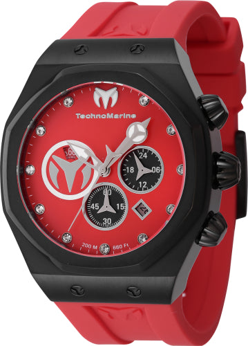 Technomarine Men's TM-523003 Reef Quartz Chronograph Black, Silver, Red Dial Watch – Vach Cittoni men's fragrance, grooming, or leather accessory